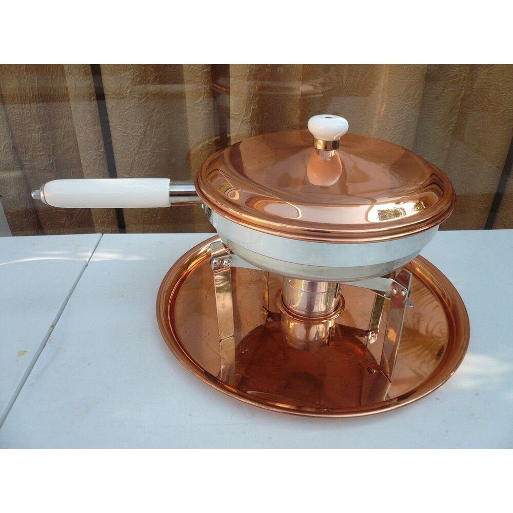 Metalutil Copper & White Ceramic Handle Chaffing Pan 6 Piece Set - Portugal
